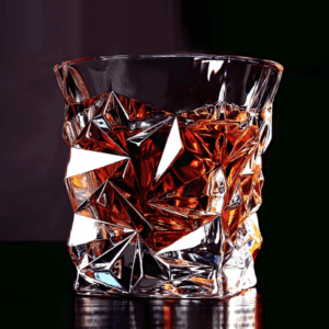 TsukiGlass Vayu Japanese Crystal Whisky Glass showing angular faceted crystal design