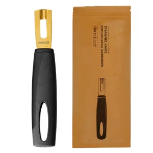 A Bar Above Channel Knife – Gold with Black Handle