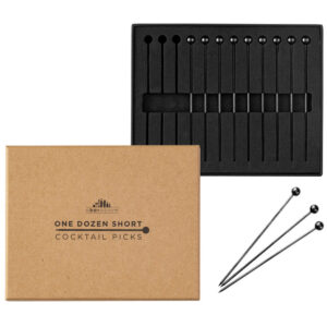 A Bar Above Cocktail Picks – Black – Short (4 Inch) – 12-Pack