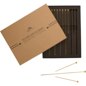 A Bar Above Cocktail Picks – Gold – Combo (4 & 8 Inch) – 12-Pack