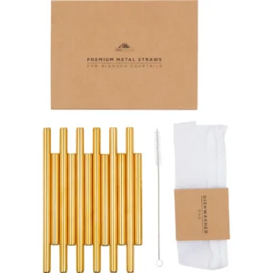 A Bar Above Gold Metal Cocktail Straws – Short Set (6 Straws)