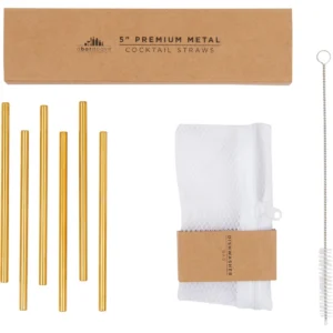 A Bar Above Gold Metal Cocktail Straws – Standard Set (6 Straws)