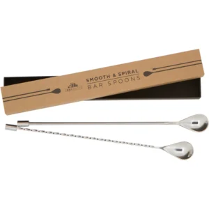 A Bar Above Standard Bar Spoons – Stainless Steel – 1 Spiral & 1 Smooth Handle
